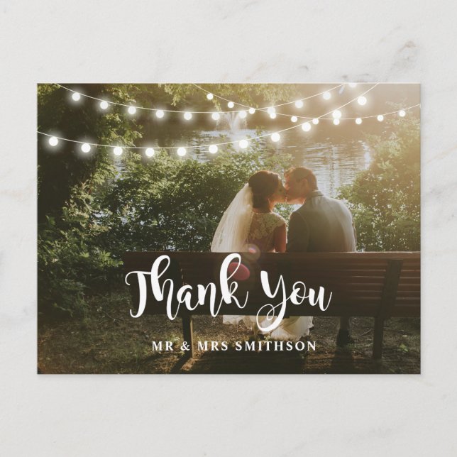 Postale Carte de Mariage Rustique Merci photo (Devant)