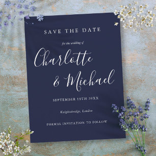 Postale Carte de mariage signature bleu marine pour annonc