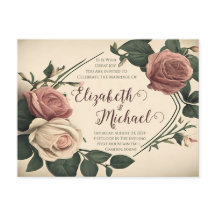 Carte de mariage vintage rose
