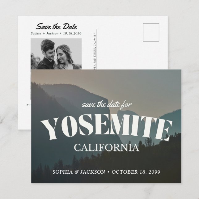 Postale Carte de Mariage Yosemite à Sauvegarder Rétro (Devant / Derrière)