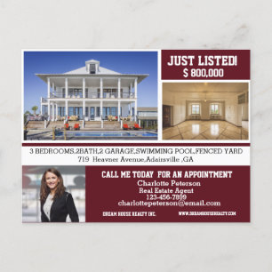 Postale Carte de marketing de bien immobilier juste listé