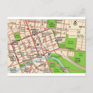 Postale carte de melbourne ville cbd