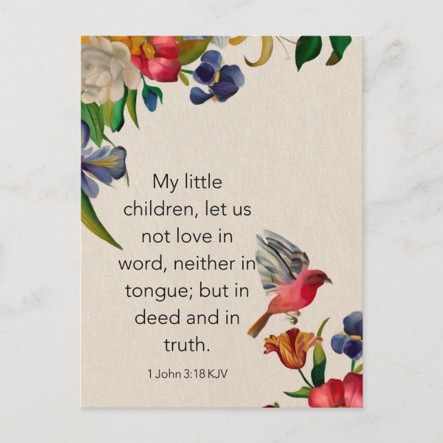 Postale Carte de mémorisation de verset biblique 1 Jean 3: (Devant)
