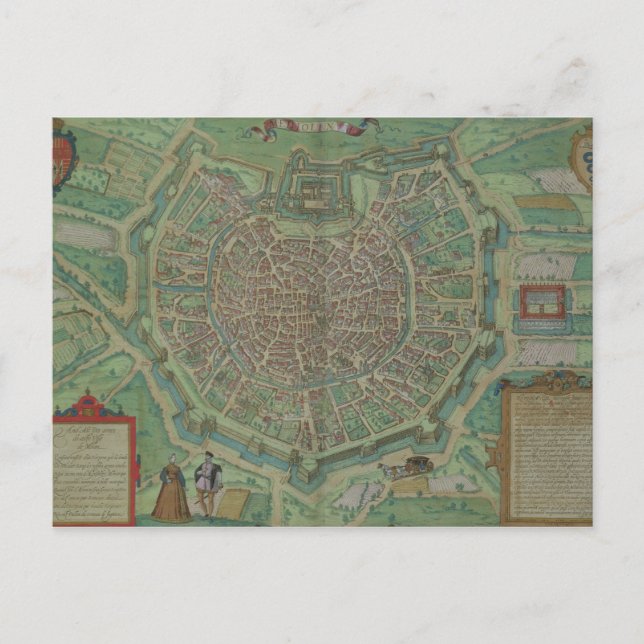 Postale Carte de Milan, de 'Civitates Orbis Terrarum' par  (Devant)