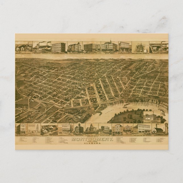Postale Carte de Montgomery, capitale de l'Alabama (1887) (Devant)
