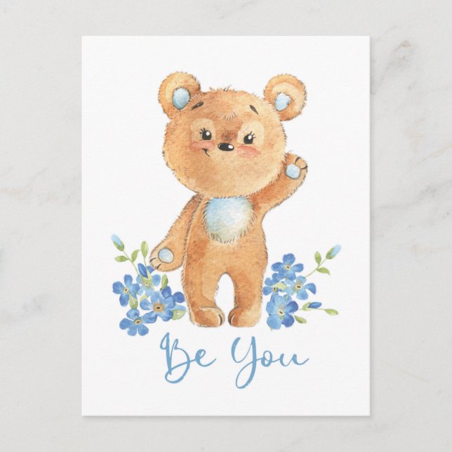 Postale Carte de motivation de l'ours en peluche (Devant)