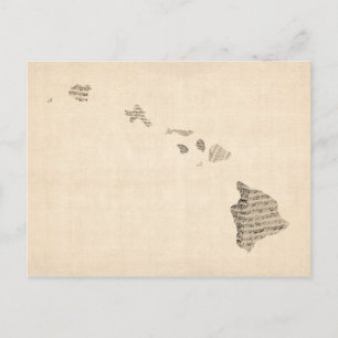Postale Carte de musique ancienne feuille Hawaii
