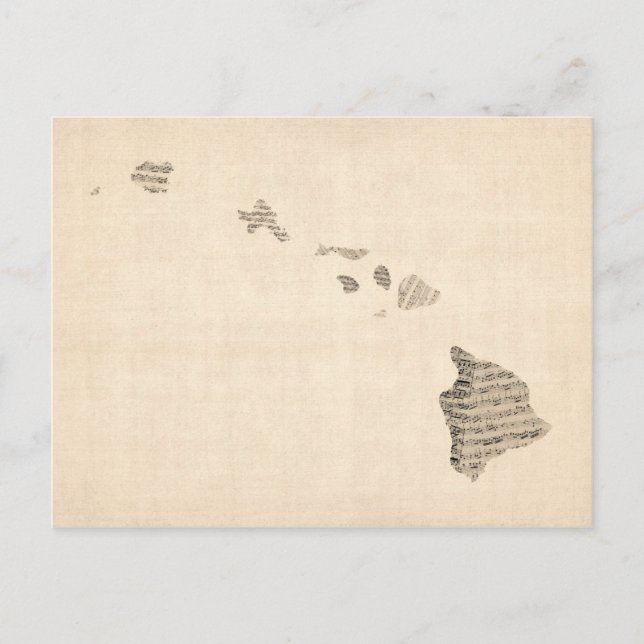 Postale Carte de musique ancienne feuille Hawaii (Devant)