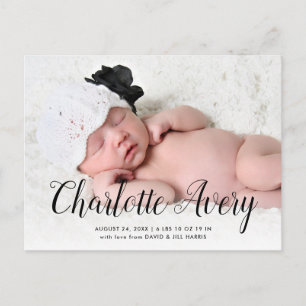 Postale Carte de Naissance avec Photo et Nom de Style Manu