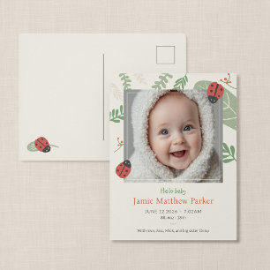 Postale Carte de naissance bébé coccinelle mignonne