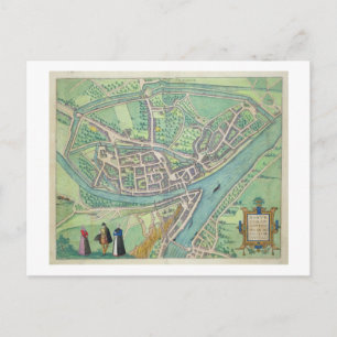 Postale Carte de Namur, de 'Civitates Orbis Terrarum' par 
