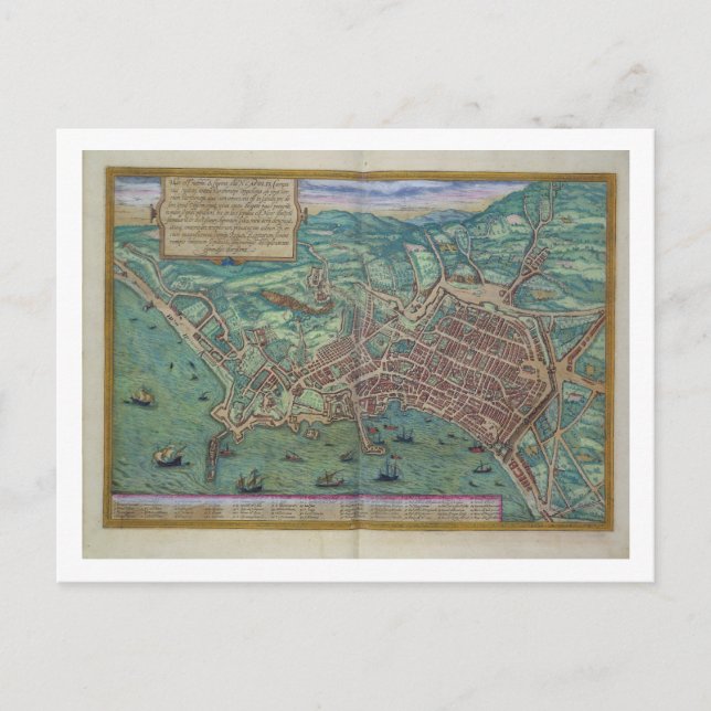 Postale Carte de Naples, de Civitates Orbis Terrarum par (Devant)