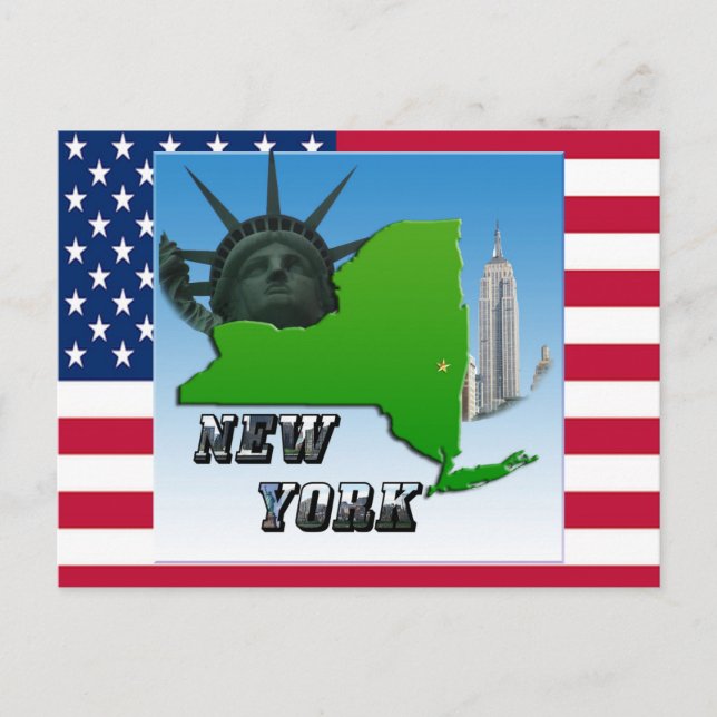 Postale Carte de New York, Statue de la Liberté, Monument (Devant)