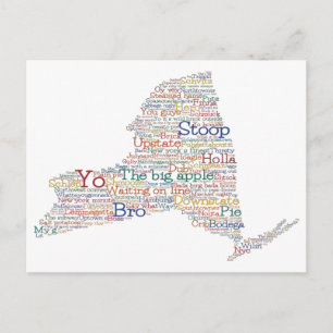 Postale Carte de New York USA en argot sous forme d'art 