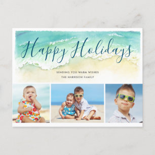 Postale Carte de Noël 3 photos de plage côtière