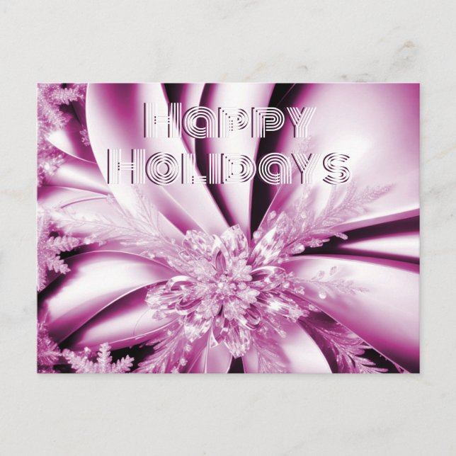 Postale Carte de Noël à fleurs roses pour les fêtes (Devant)