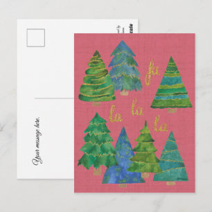 Postale Carte de Noël à l'aquarelle Fa La La La avec accen