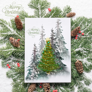 Postale Carte de Noël arbre de Noël forêt enneigée