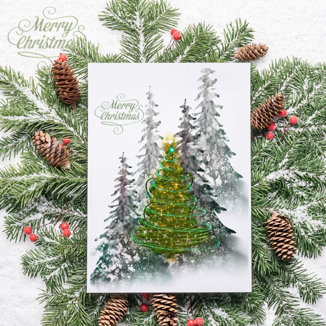 Postale Carte de Noël arbre de Noël forêt enneigée (Créateur téléchargé)