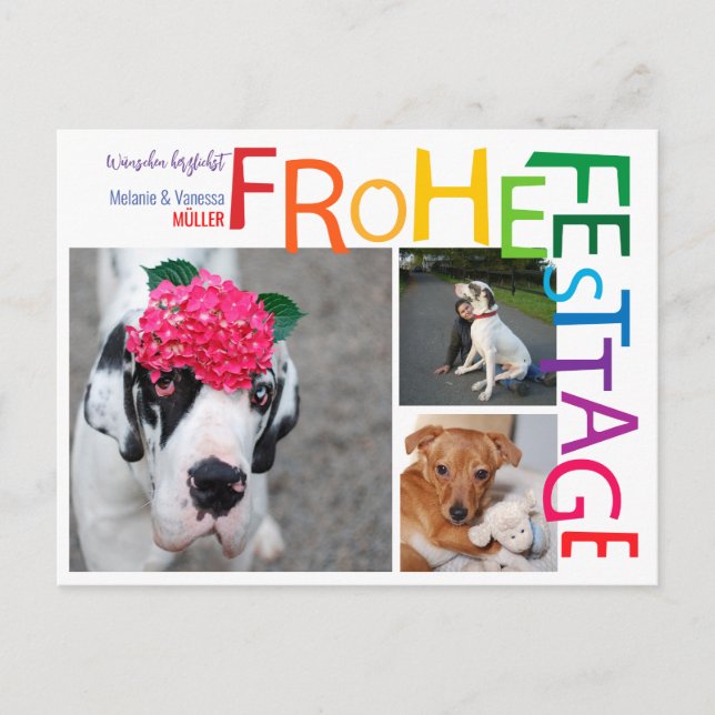 Postale Carte de Noël arc-en-ciel (Devant)