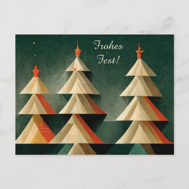 Postale Carte de Noël Art déco moderne, Joyeuses fêtes (Devant)