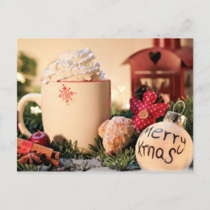 Postale Carte de Noël au chocolat chaud Joyeux Noël