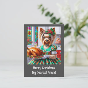 Postale Carte de Noël Australian Silky Terrier Dog Xmas