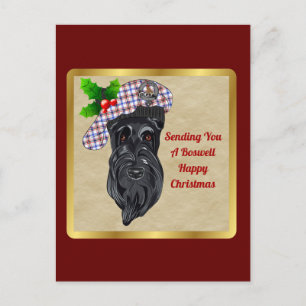 Postale Carte de Noël avec badge et tartan du clan Boswell