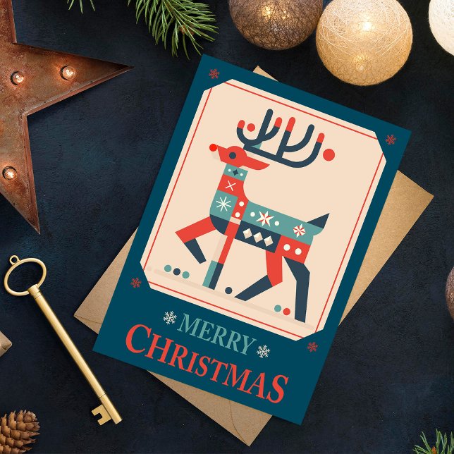Postale Carte de Noël avec design d'illustration Reindeer (Créateur téléchargé)