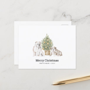 Postale Carte de Noël avec la famille anglaise Bulldog