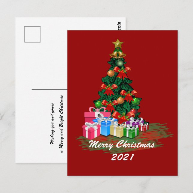 Postale Carte de Noël avec sapin (Devant / Derrière)