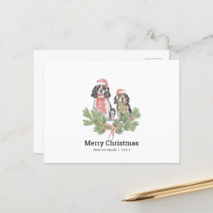 Postale Carte de Noël avec Springer Spaniel Chien Famille