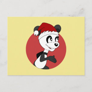 Postale carte de Noël avec un ours panda mignon