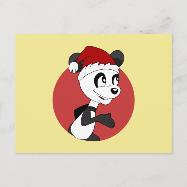 Postale carte de Noël avec un ours panda mignon (Devant)