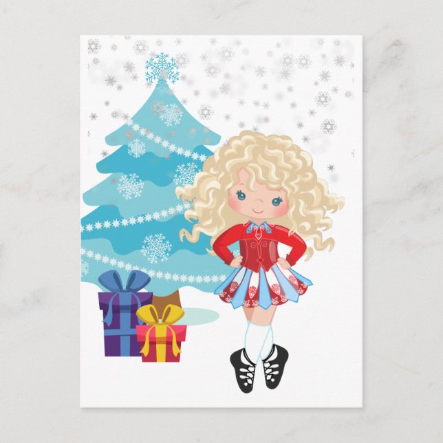 Postale Carte de Noël Blond Irish Dancer (Devant)