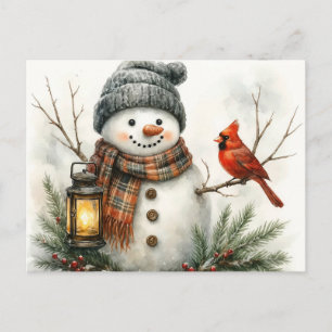 Postale Carte de Noël bonhomme de neige aquarelle – Lanter