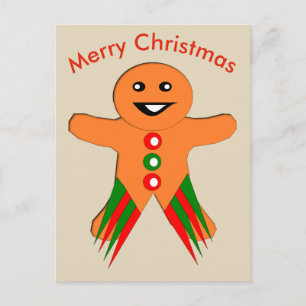 Postale Carte de Noël Bonhomme en Pain d'Épice