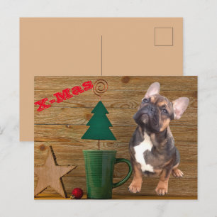 Postale Carte de Noël Bulldog français Noël