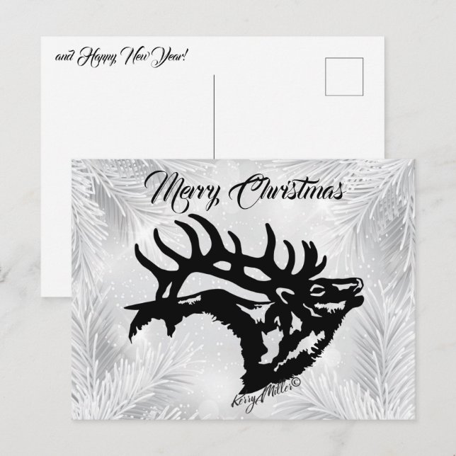 Postale Carte de Noël Cerf Majestueux (Devant / Derrière)