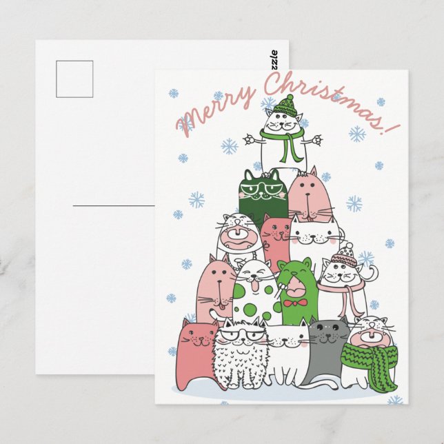 Postale Carte de Noël Chats de Noël (Devant / Derrière)