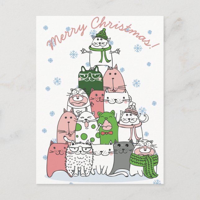 Postale Carte de Noël Chats de Noël (Devant)