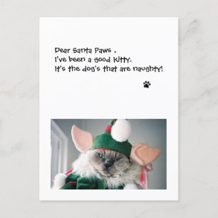 Postale Carte de Noël - Cher Père Noël Paws
