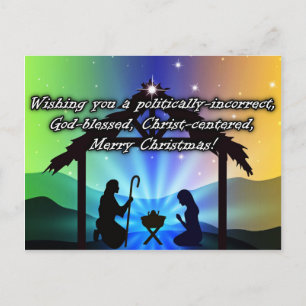 Postale Carte de Noël chrétienne politiquement incorrecte