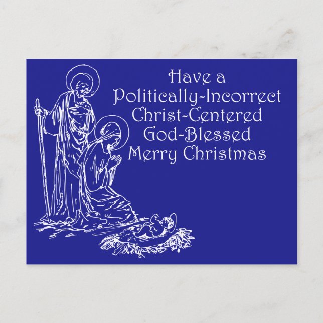 Postale Carte de Noël chrétienne politiquement incorrecte (Devant)