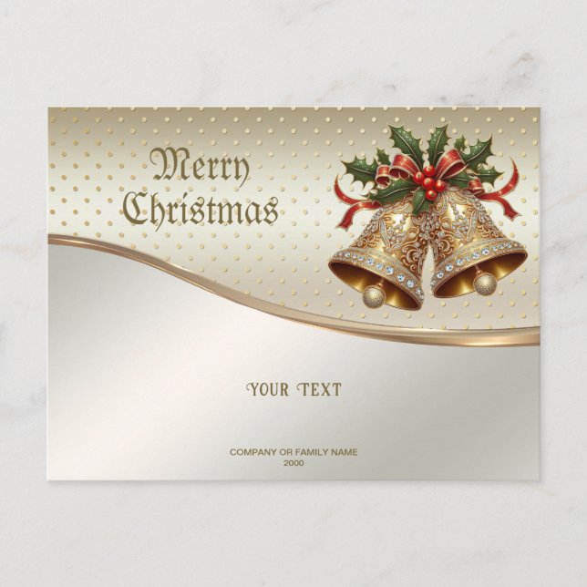 Postale Carte de Noël cloches en or (Devant)