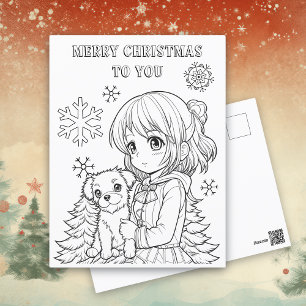 Postale Carte de Noël Color Me pour enfants