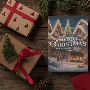 Postale Carte de Noël Cosy Cheminée