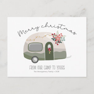 Postale Carte de Noël de campeur de campagne rétro 