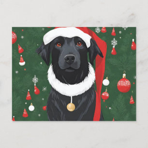 Postale Carte de Noël de chien noir pour les Fêtes