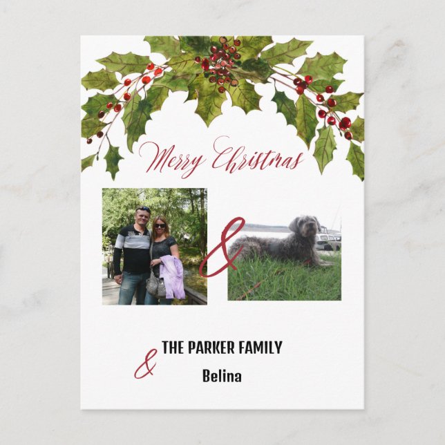 Postale Carte de Noël de famille avec chien (Devant)